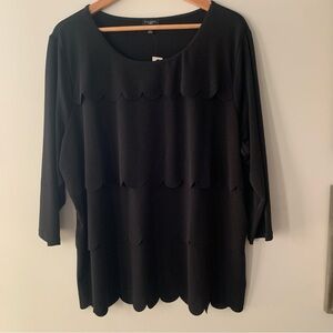 Talbots Black Scalloped-Tier Long Sleeve Tunic